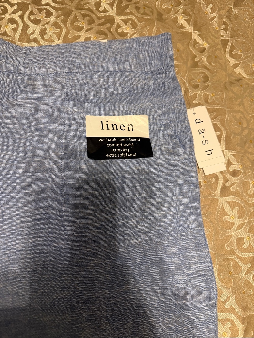 Dash Linen Blend ladies Light Blue Crop Pants